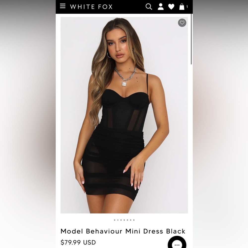 Model Behaviour Mini Dress Black-White Fox